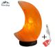 Lampe à sel de l'Himalaya modèle lune en sel orange sur un beau socle en bois. 17,5x12,5x7,5cm