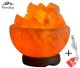 Himalaya Zoutlamp model firebowl in oranje zout op mooie houten basis. 15x15x7.5 cm