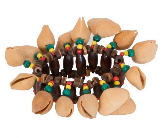 LUNBTAK 2PCS African Tribal Style Nuts Shell Bracelet Dora Nut Handbell Percussion Accessories 