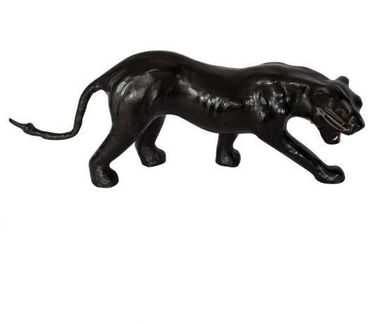Black leopard made from genuine leather