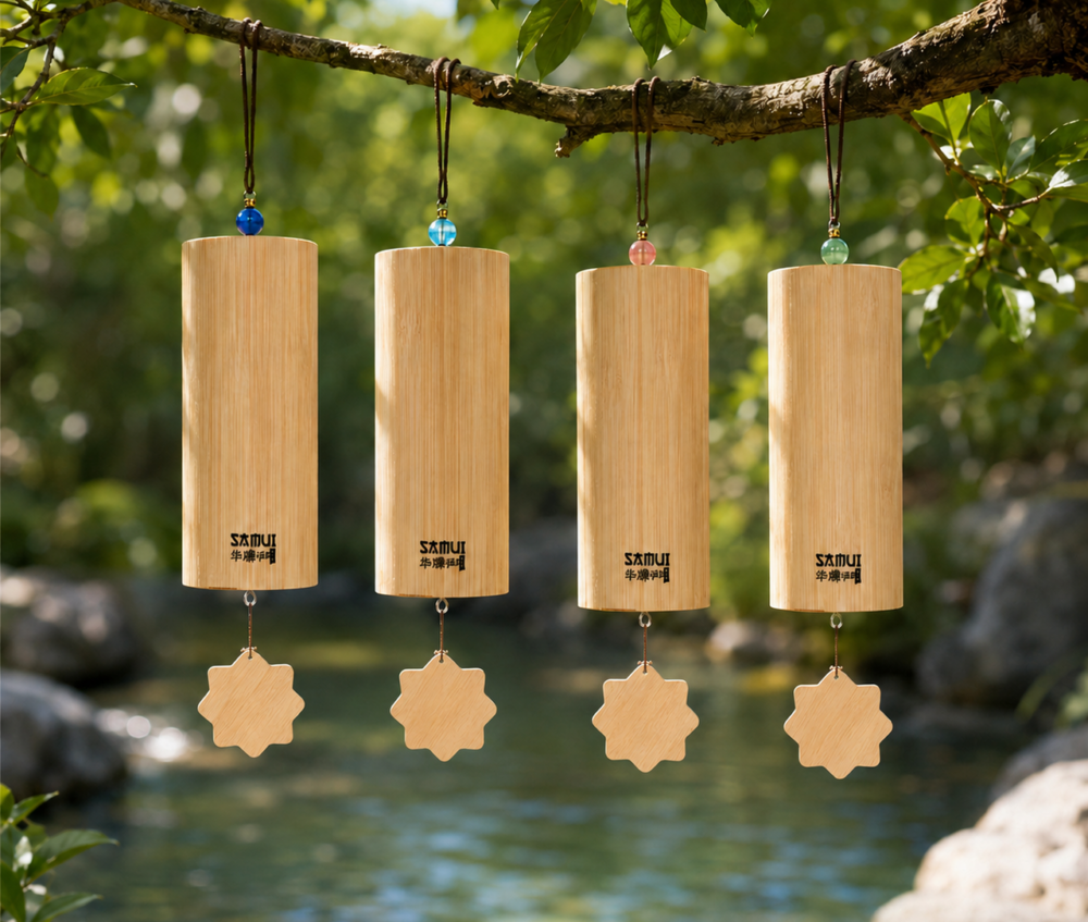 Samui Japanse windgong set van 4 Mizu, Kuki, Hanabi en Chikyu (De 4 elementen.)