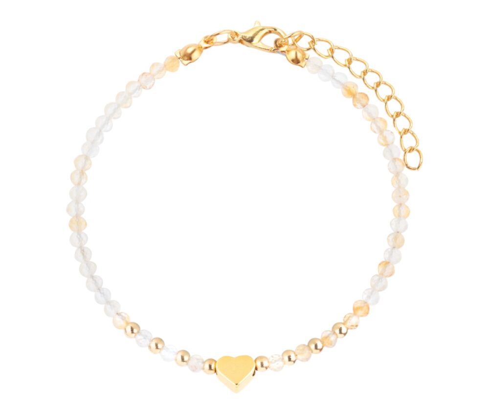 Citrine gemstone bracelet made of facet-cut beads.