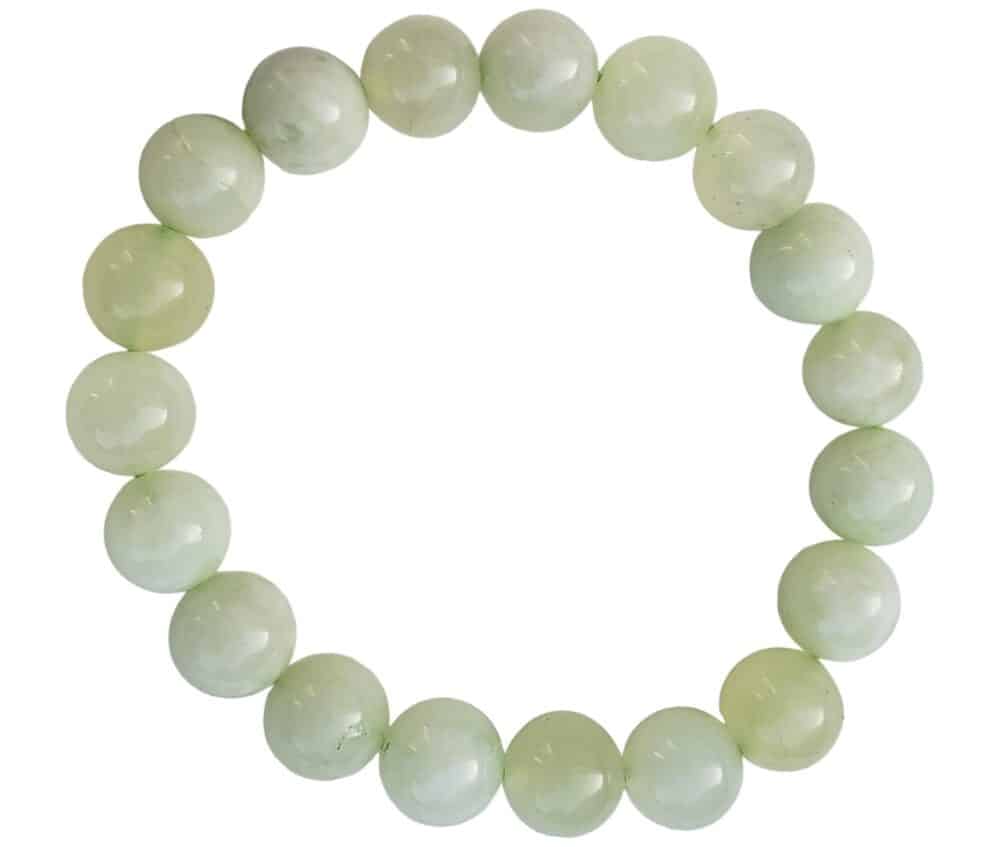 Bracelet en perles de jade de 10 mm « New Jade » provenant du Myanmar.
