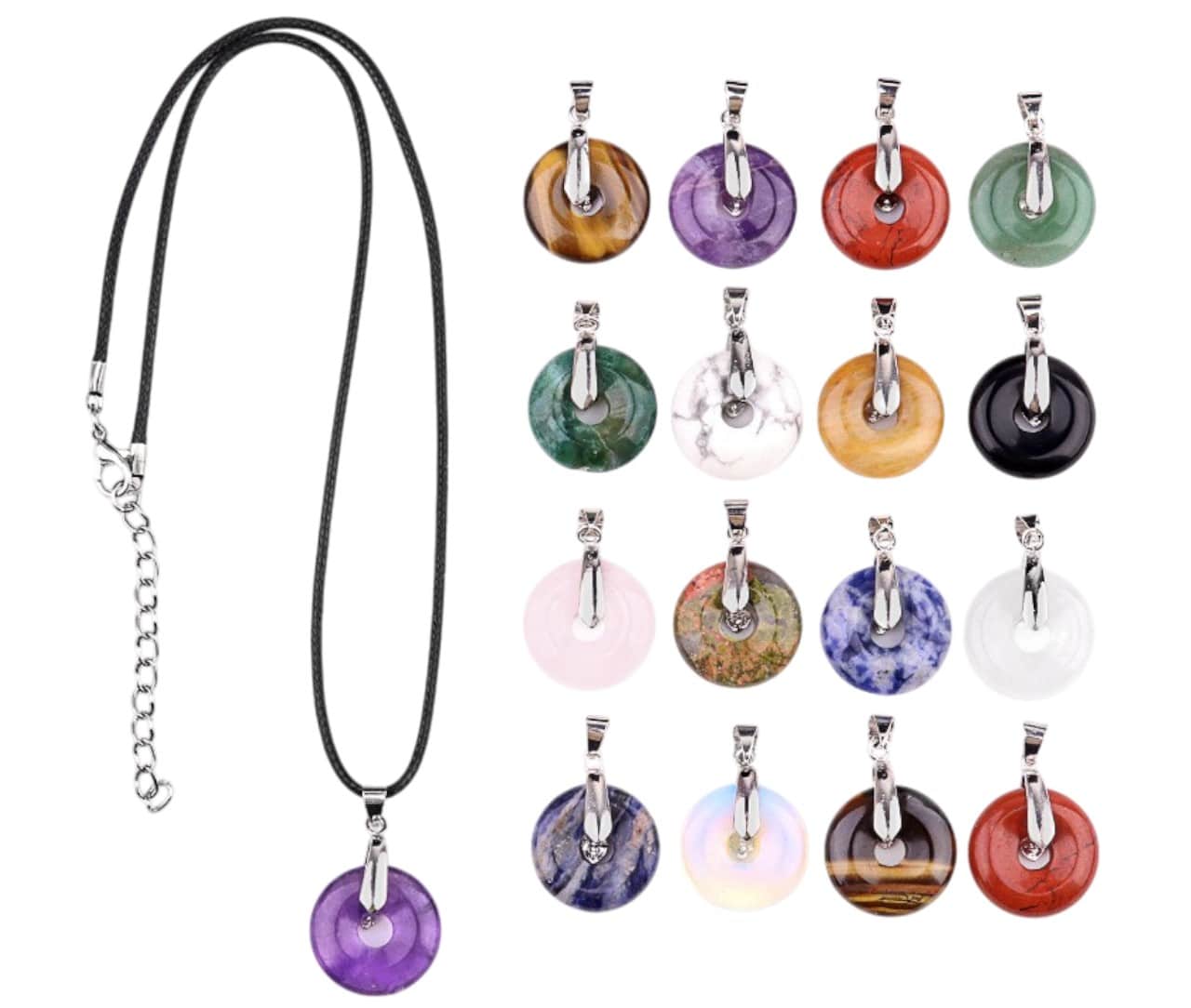 Pendentifs en forme de donut en pierres précieuses