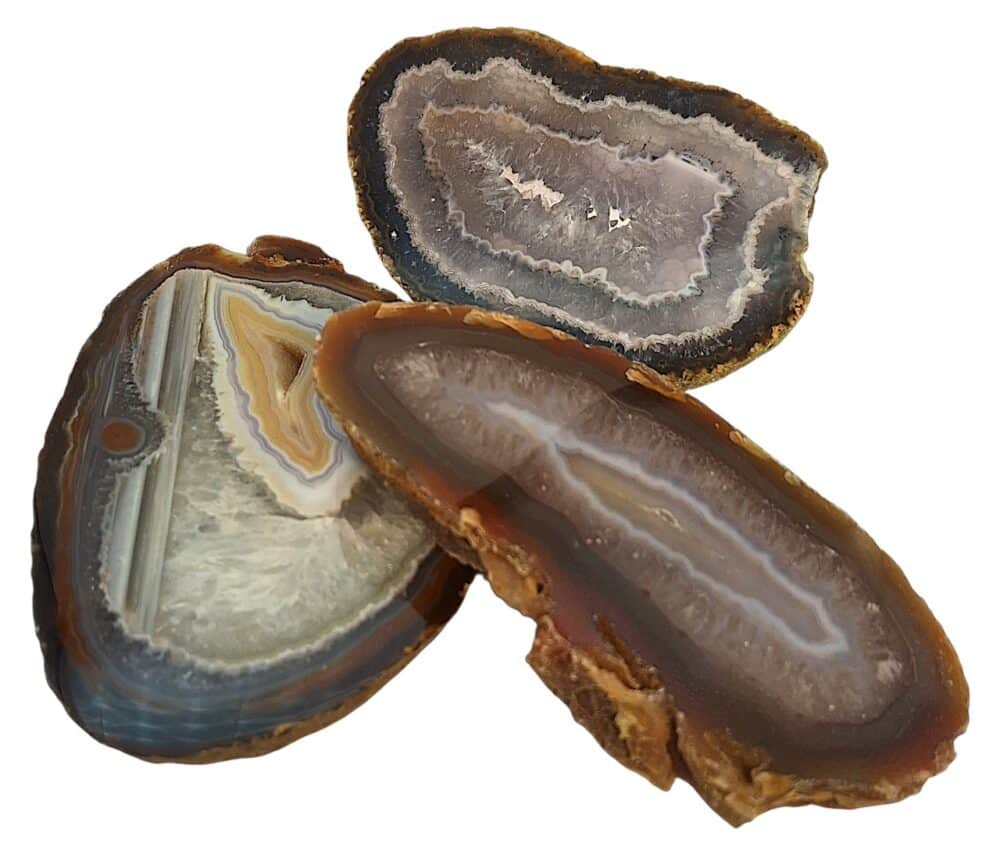 Achatscheiben „dick & klein“ (100-250 g/Stück) in NATÜRLICHER FÄRBE!
