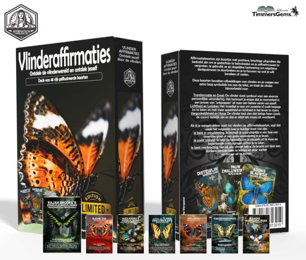 Édition limitée « Affirmations Papillon », jeu de cartes d'affirmation, contenant 48 cartes.