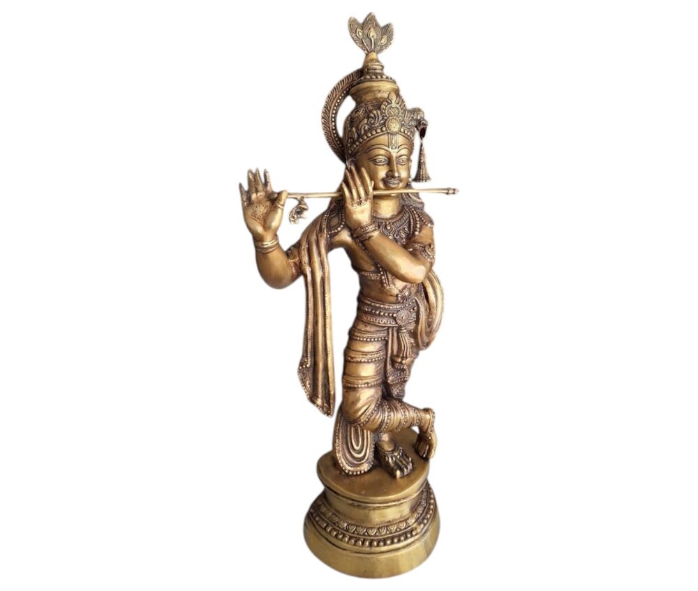Large Bronze Krishna – Masterfully Handmade Artwork from India.