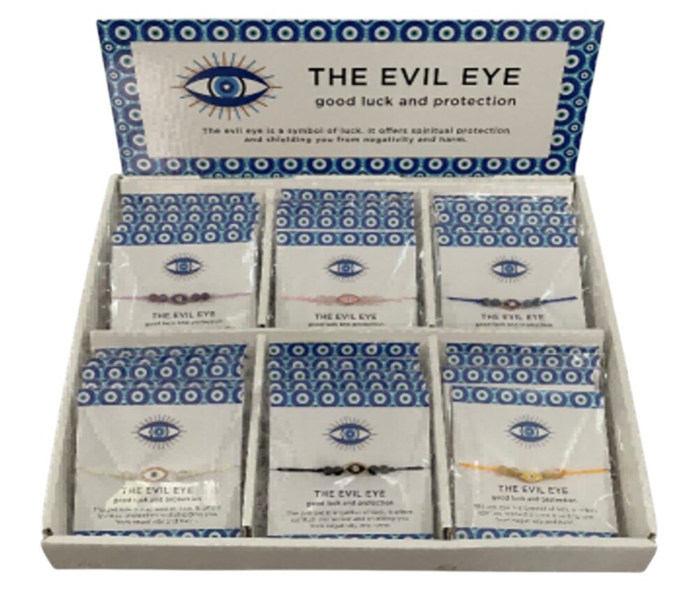 Das „Böser Blick“-Display – komplettes Set mit 48 Armbändern mit dem „Bösen Blick“-Motiv